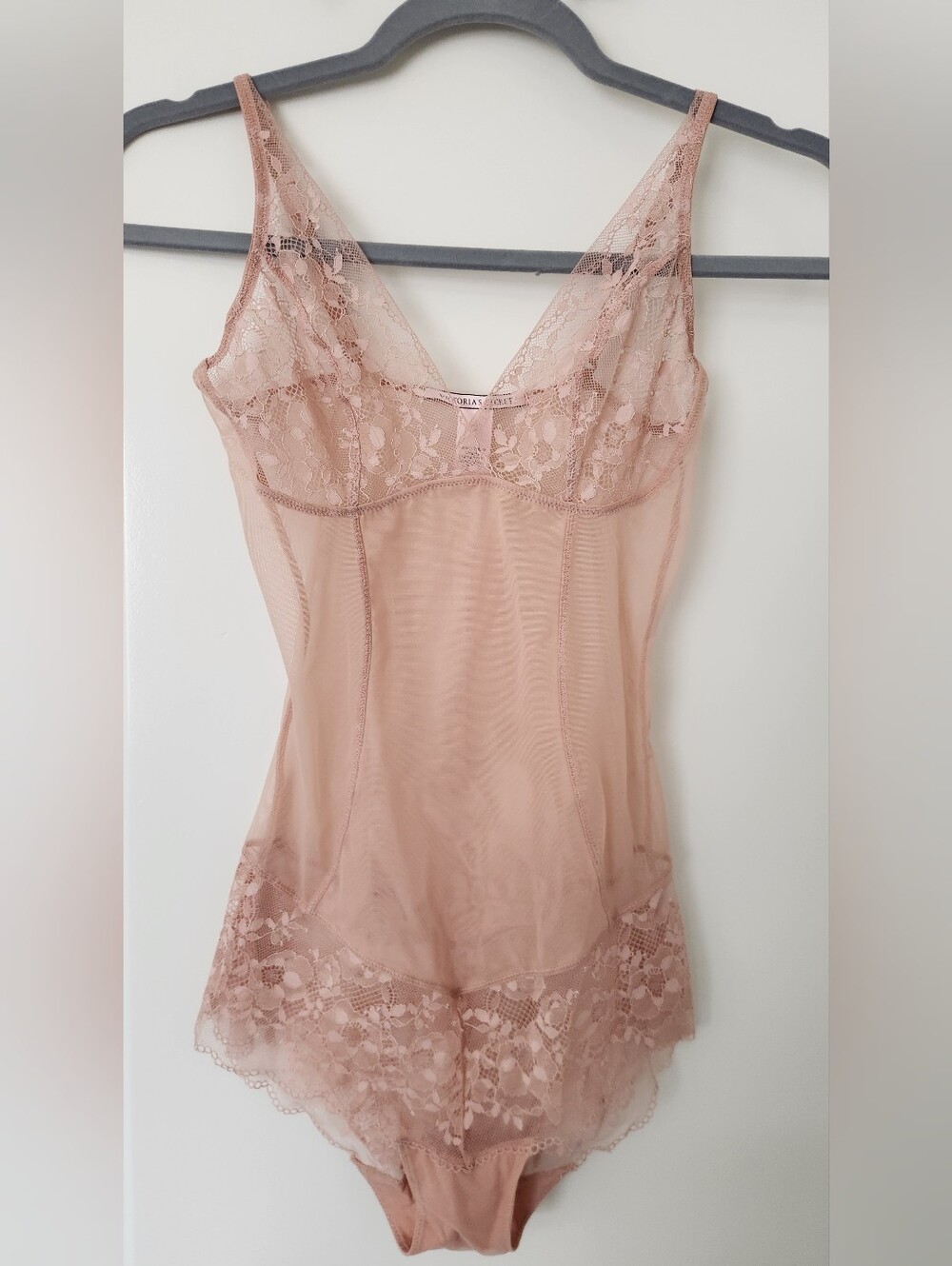 Victoria's Secret Blush Pink Lace Slip Bodysuit